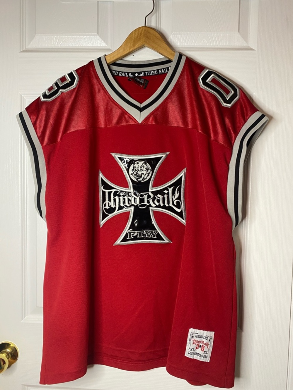 Vintage Third Rail Red Men's Jersey Shirt - Athletic V-Neck #5